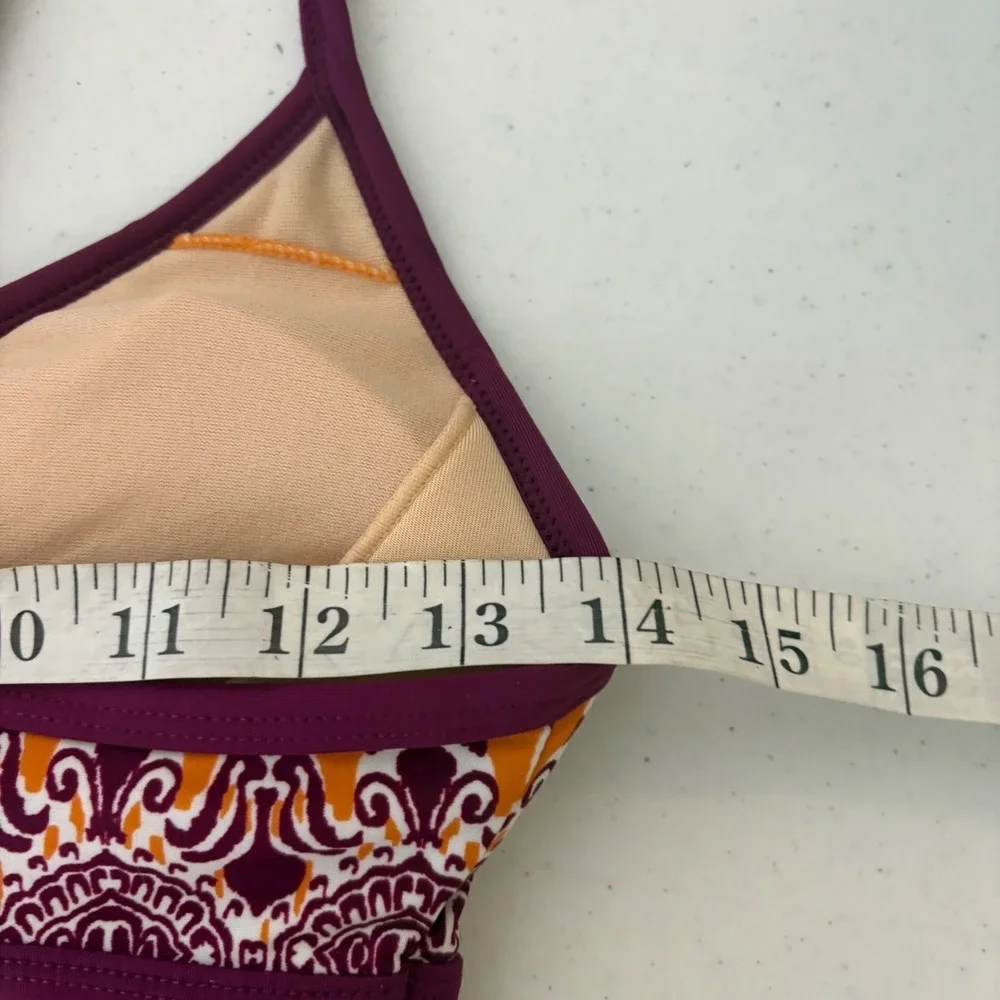 Athleta Purple Red Ombre‎ Paisley Geometric Strappy Shelf Bra Swim Dress XXS
